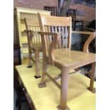 Pair of contemporary oak open armchairs (2)