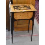 A small Italian side table with hinged top and penwork decoration