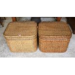 Oka - A pair of rattan storage chests with tray fitted interior (2)