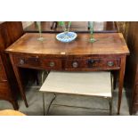 A 19th century mahogany bowfront hall table with two drawers raised on tapering square supports