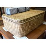 Oka - a large rattan storage chest with tray fitted interior a/f