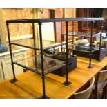 An OKA steel framed glass top 'Pompidou' console table