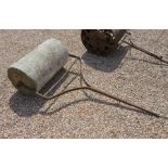 AMENDMENT  - An old cast composite-stone and wrought iron garden roller