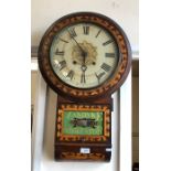 A late 19th century American 8-day drop dial wall clock, the 'Vandyke regulator', boxwood and