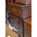 A 19th century mahogany secretaire with fall front drawer enclosing fitted interior over three