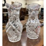 A pair of heavy cut crystal vases (2)