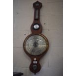 A mahogany banjo barometer with convex mirror detail