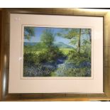 Andrew Dandridge - 'Beyond the bluebells to Chanctonbury Ring', watercolour, signed