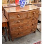 A Victorian mahogany bowfront chest of two short over three long drawers (A/F)