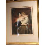 Ellen Jowett - Lady Leitrina and daughter mezzotint pencil signed to/w R Herdman-Smith two pencil