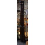 A substantial pair of 19th Century mahogany turned and moulded bed posts, 244 cm h to/with