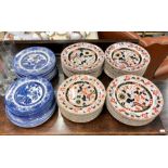 Victorian Ashworth ironstone dinner and breakfast plates to/w assorted Willow pattern plates