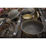 Two boxes of electroplated wares to include pedestal bowls, meat domes, toast racks, sets of dishes,