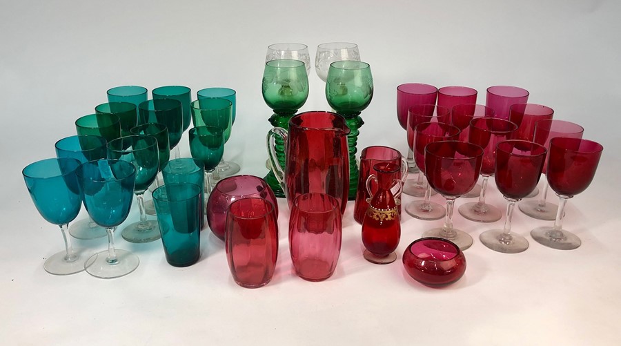 A collection of Victorian and later coloured glass