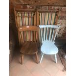 A pair of vintage children's deck chairs to/w two children's wooden chairs (4)
