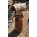 Common Pottery, Fareham, a large old terracotta chimney pot with slip decoration