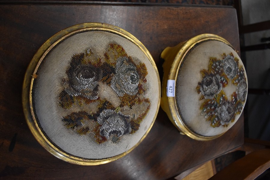 A pair of Berlin bead-worked giltwood foot stools - Image 2 of 2