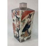 A Japanese porcelain large Imari square vase