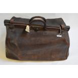 Large vintage leather Gladstone bag