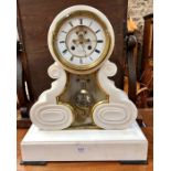 Graverand, Paris, a French brass mounted white marble clock