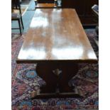 Oak refectory table and chairs