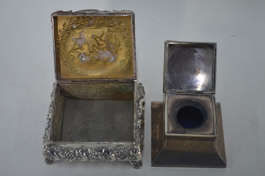 Victorian silver capstan inkwell etc. - Image 3 of 4