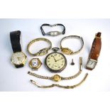Swiss silver pocket watch and other wristwatches