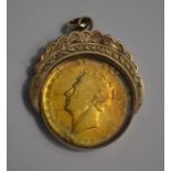 An 1826 gold sovereign in swivel mount