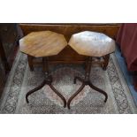 A pair of George III mahogany tripod occasional tables