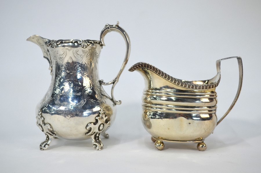 George III silver cream jug and another - Image 2 of 4