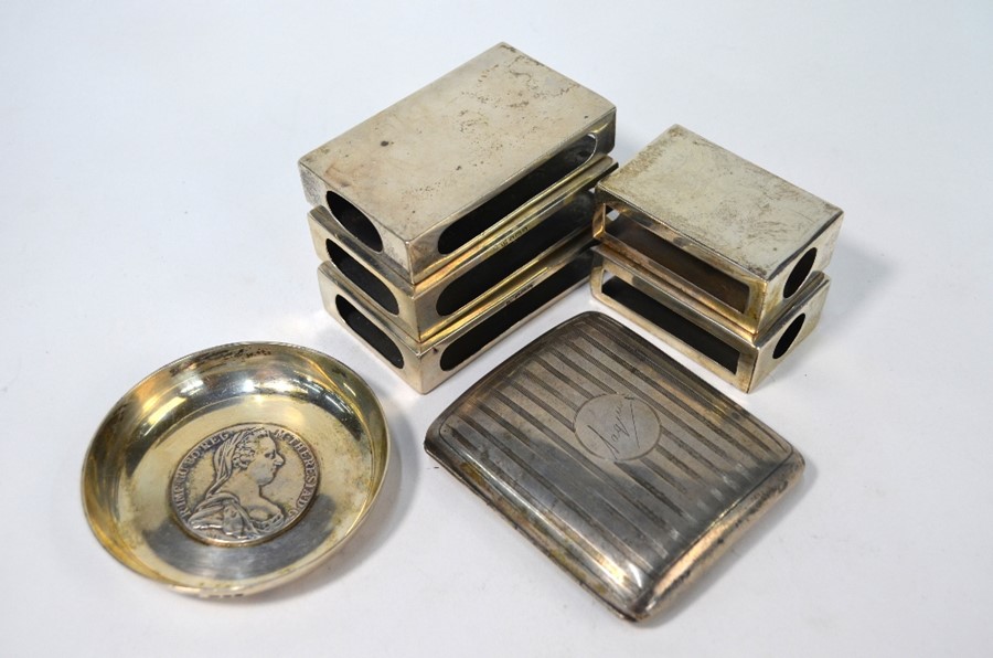 Three silver matchbox-covers etc.