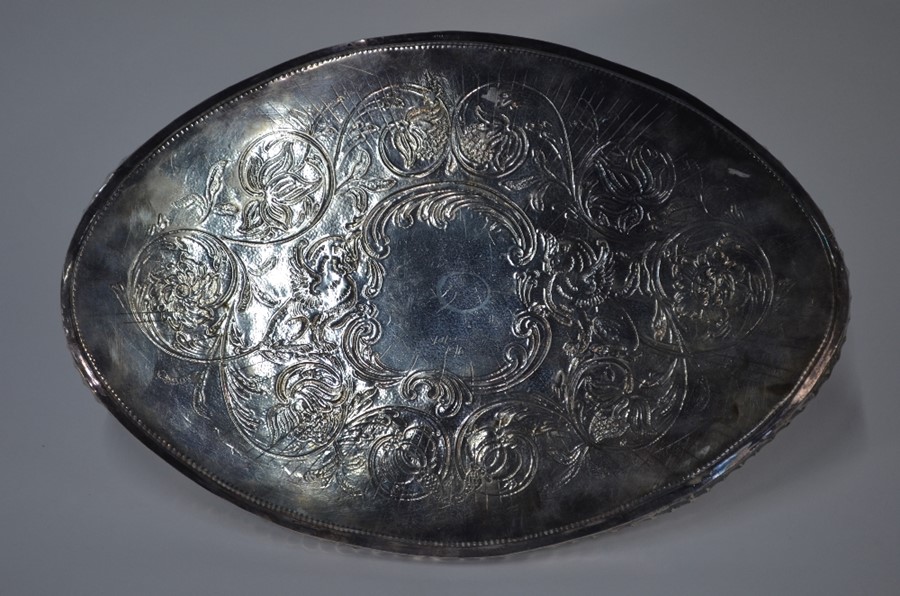 George II sillver elliptical tray - Image 3 of 3