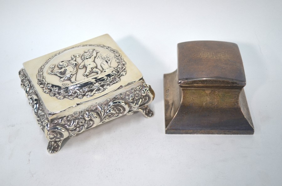 Victorian silver capstan inkwell etc.