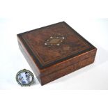 19th century Amboyna trinket box etc.