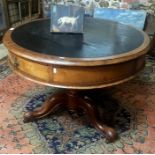 A small Victorian mahogany drum library table