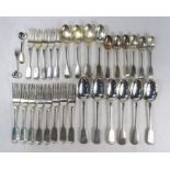 Victorian silver fiddle pattern flatware