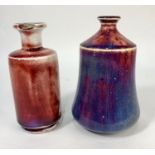 Bernard Moore flambe glazed flask and vase