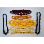 A collection of Art Deco and later bead necklaces