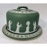 A Wedgwood green Jasper Ware stilton dish and cover