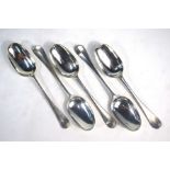 A set of five George III Scottish silver Hanoverian rat-tail tablespoons