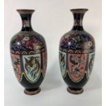 A pair of Chinese ovoid dragon and pheonix cloisonne vases