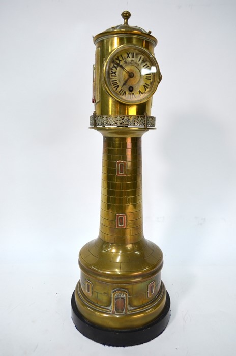 A 19th century French brass table clock/aneroid barometer - Image 5 of 6