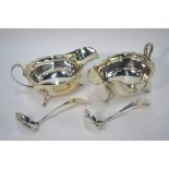 Pair of silver sauce boats, etc.