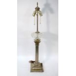 An electroplated classical column table lamp