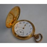 Continental 14ct gold full hunter pocket watch