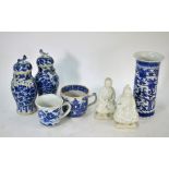 A small collection of Chinese blue and white items and blanc de chine figures