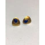 A pair of 18ct yellow gold and lapis lazuli earrings