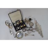 Six silver Hanoverian teaspoons etc.