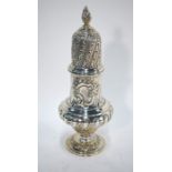 Victorian large silver baluster sugar caster