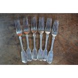 Set of six Victorian silver table forks